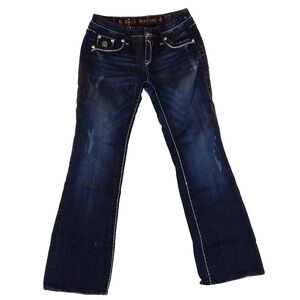 Rock Revival Jeans Celine Easy Bootcut Women 28 Blue Distress Rhinestones Rodeo